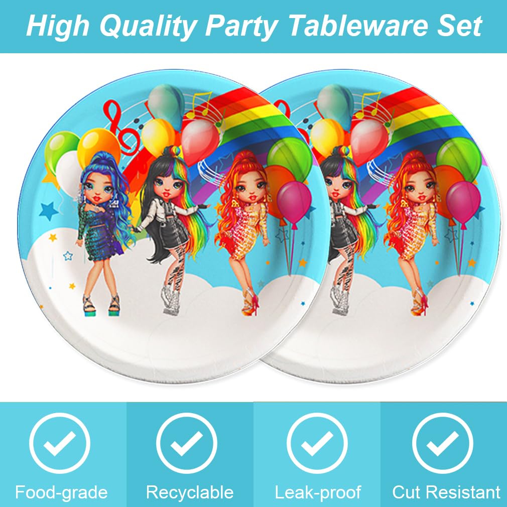 40pck Rainbow High Dolls Party Supplies with 20 Plates and 20 Napkins J25114