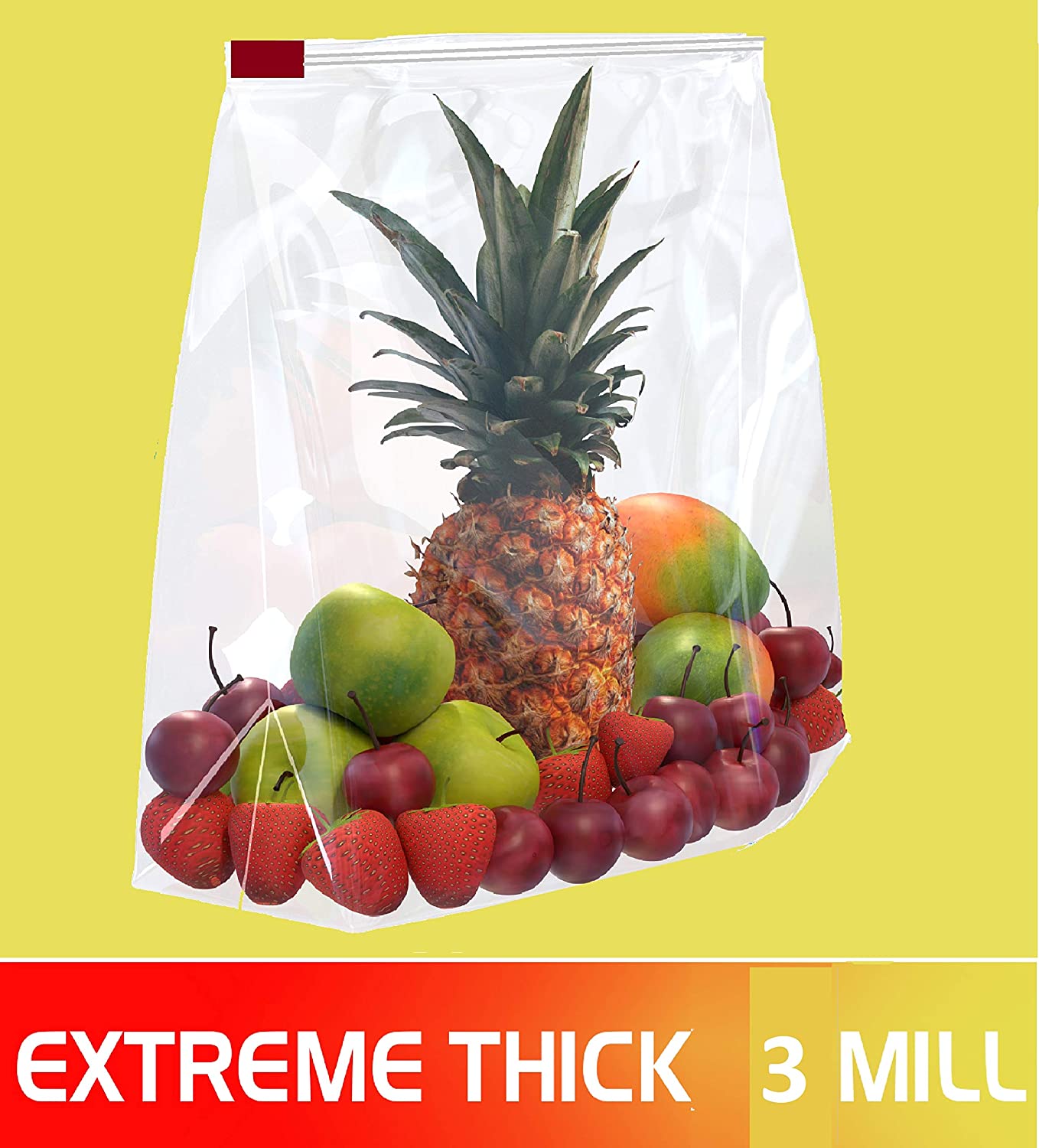 10 COUNT 5 Gallon 3 Mil Plastic Bag with Slider Top W1527