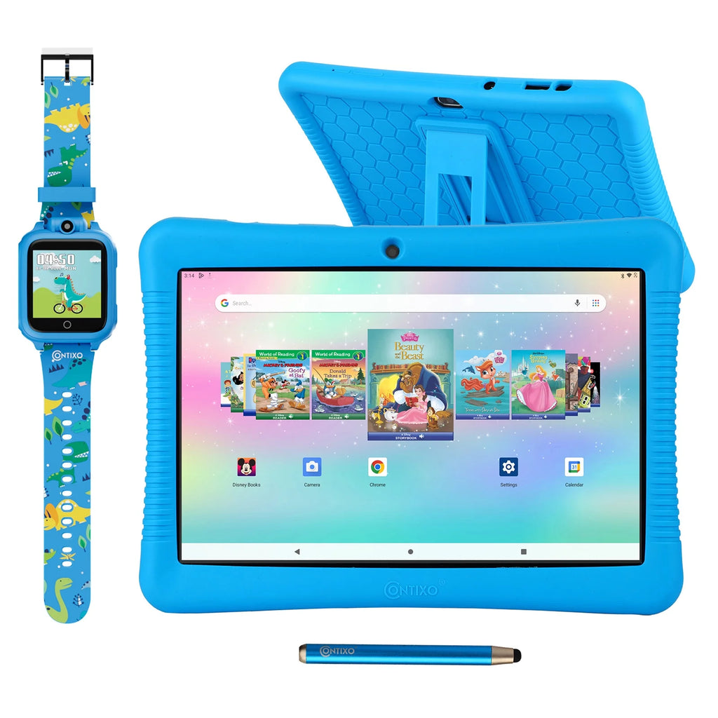 10" Android Kids Tablet and Smart Watch Bundle 64GB, Blue T4496