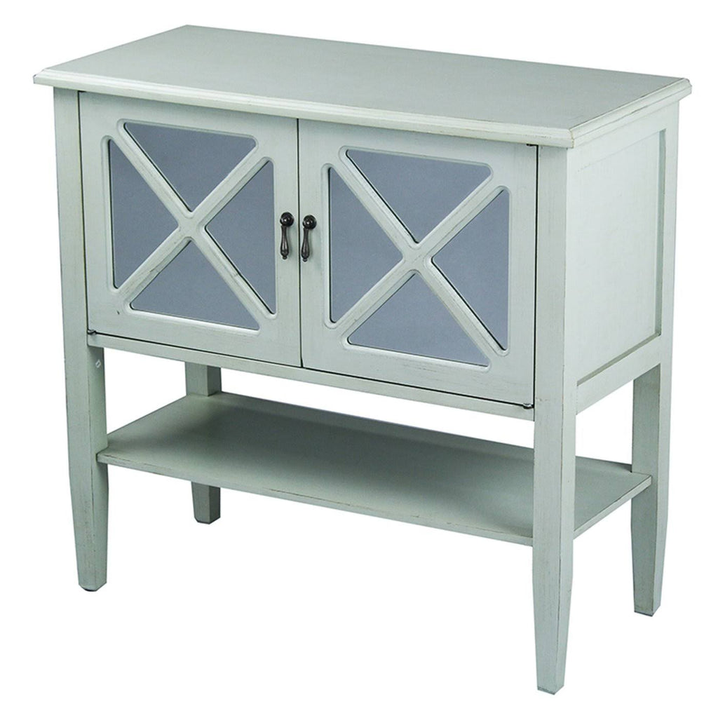 Light Sage Wood Console Cabinet with 2 Doors and Shelf I4907
