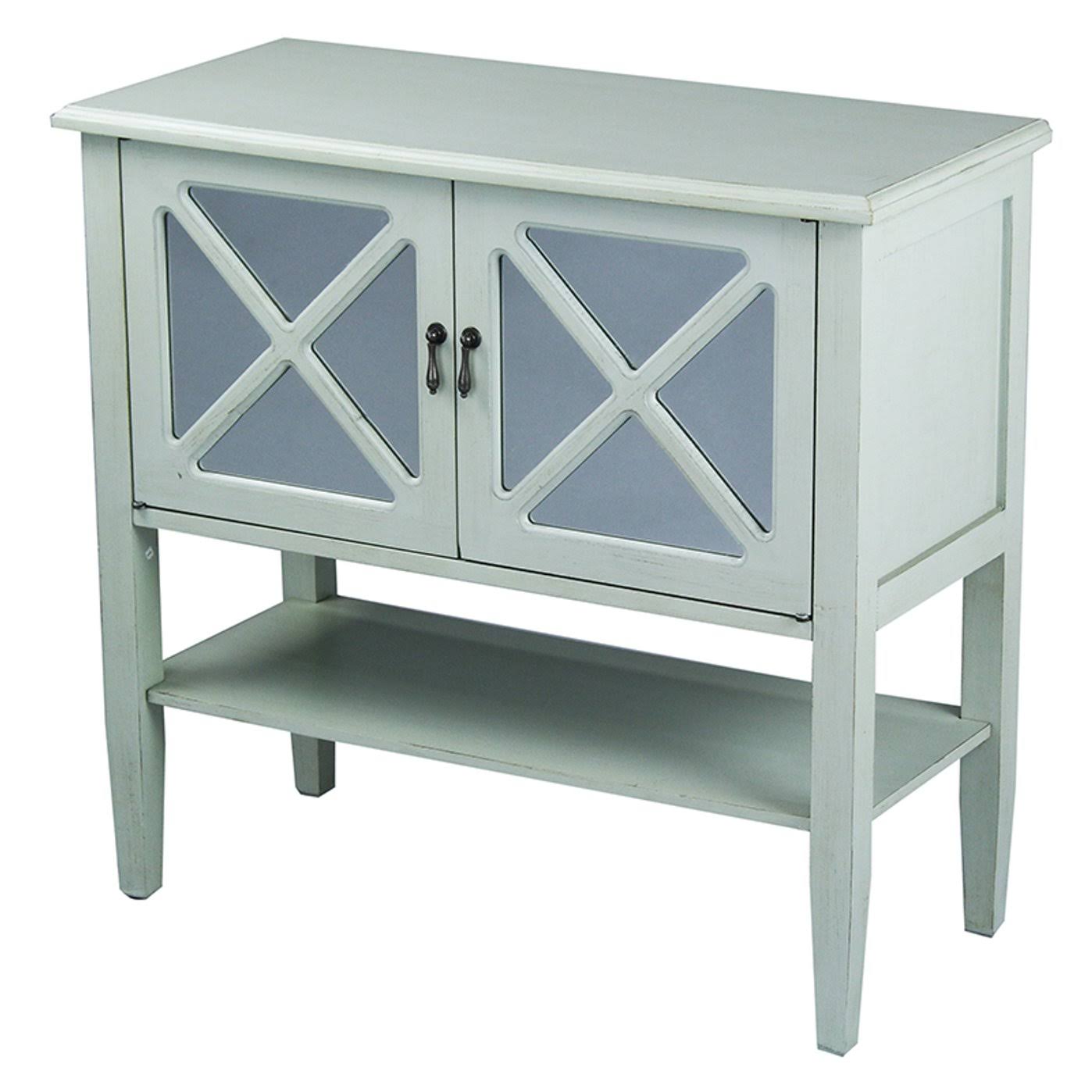Light Sage Wood Console Cabinet with 2 Doors and Shelf I4907