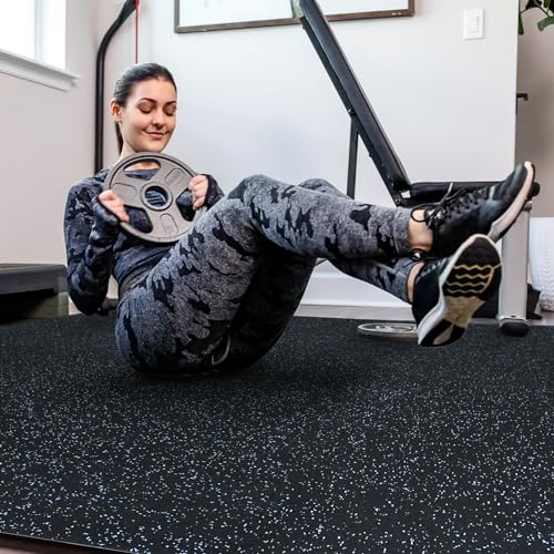 0.56'' Thick 24 Pcs 96 Sq Ft Rubber Top Exercise Equipment Mats, Black H87537