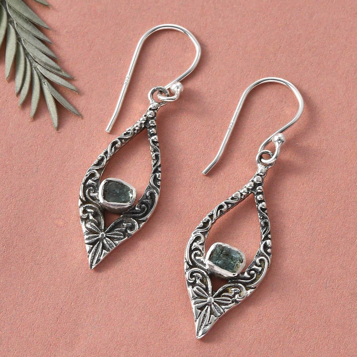 0.3 Ct Blue Diamond 925 Sterling Silver Dangle Earrings X242530