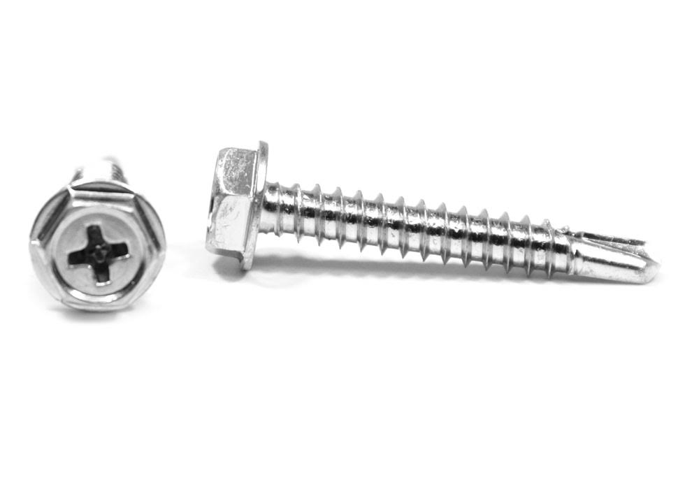 #8-18 x 2 1/2 Self Drilling Screw Phillips Hex Washer Head Low Carbon Steel Zinc Plated I2201