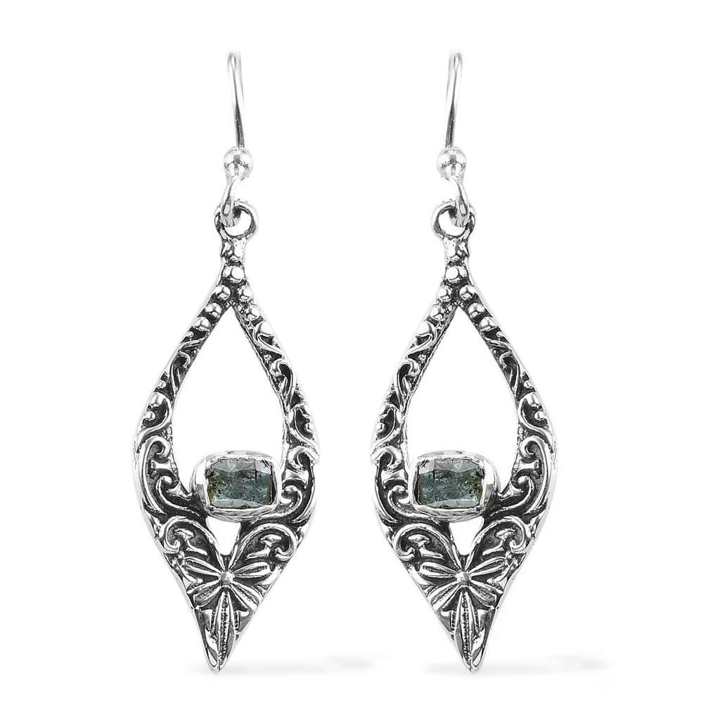 0.3 Ct Blue Diamond 925 Sterling Silver Dangle Earrings X242530