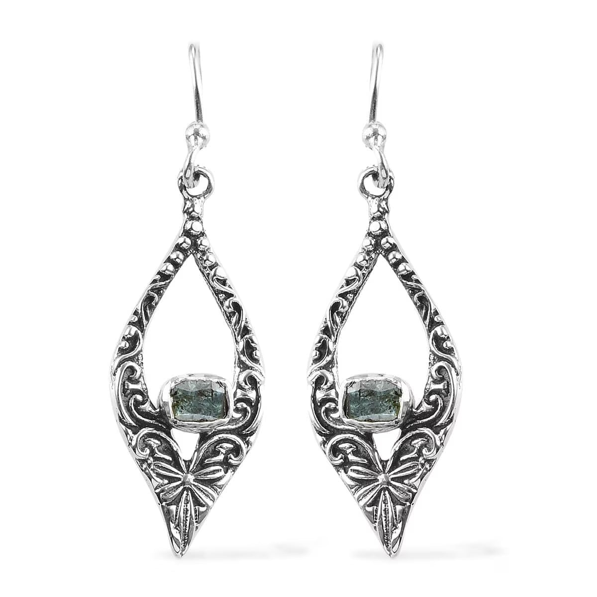 0.3 Ct Blue Diamond 925 Sterling Silver Dangle Earrings X242530