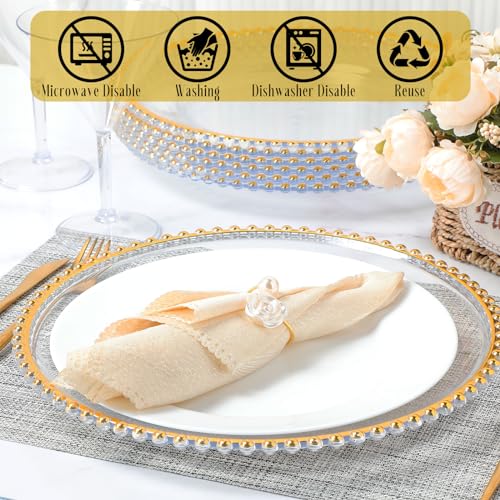 100 Pcs Gold Clear Plastic Charger Plates O4412