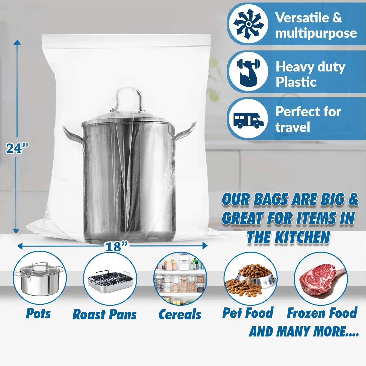 10 COUNT 5 Gallon 3 Mil Plastic Bag with Slider Top W1527