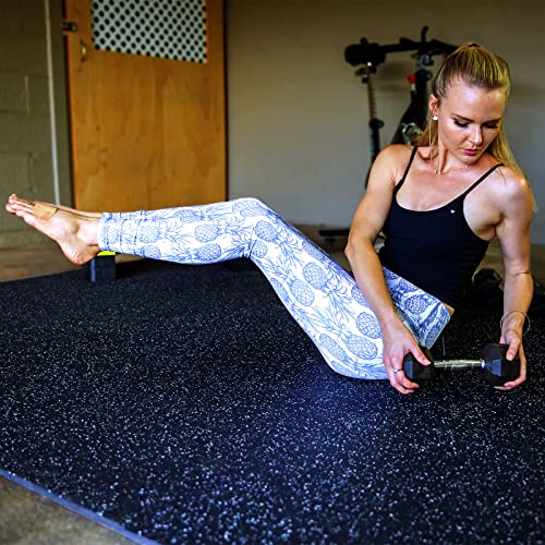 0.56'' Thick 24 Pcs 96 Sq Ft Rubber Top Exercise Equipment Mats, Black H87537
