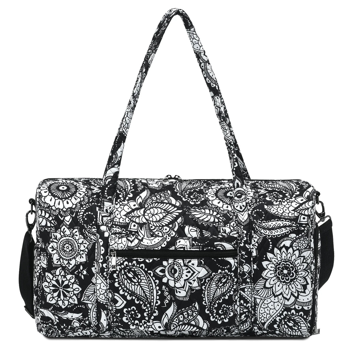 Women Travel Duffle Bag with Shoes Compartment Black White 20 Inch K26642
