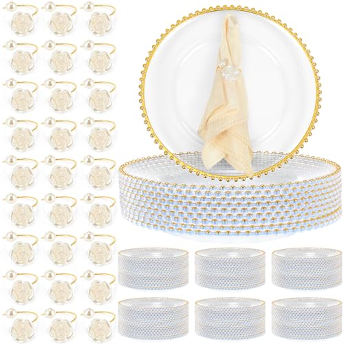 100 Pcs Gold Clear Plastic Charger Plates O4412