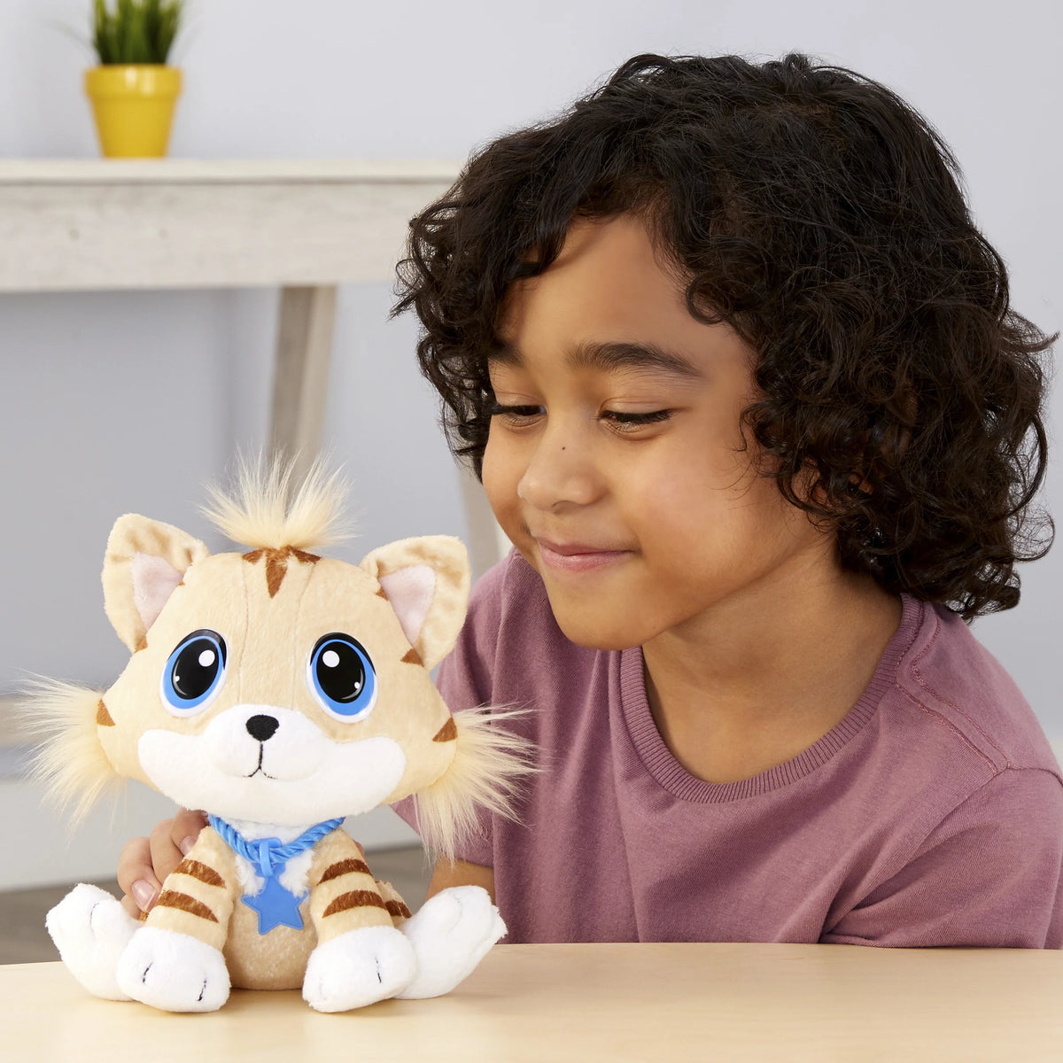 Tabby Kitten Soft Cuddly Plush Pet Toy with Collar L4335