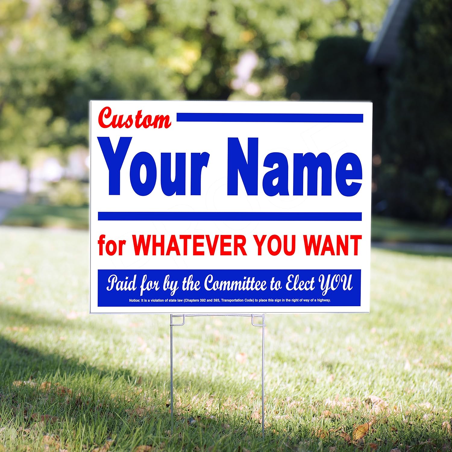 100 Pack 18 x 24" Two-Colors One Sided Yard Signs with 15" Tall Heavy Duty H-Stakes P7368