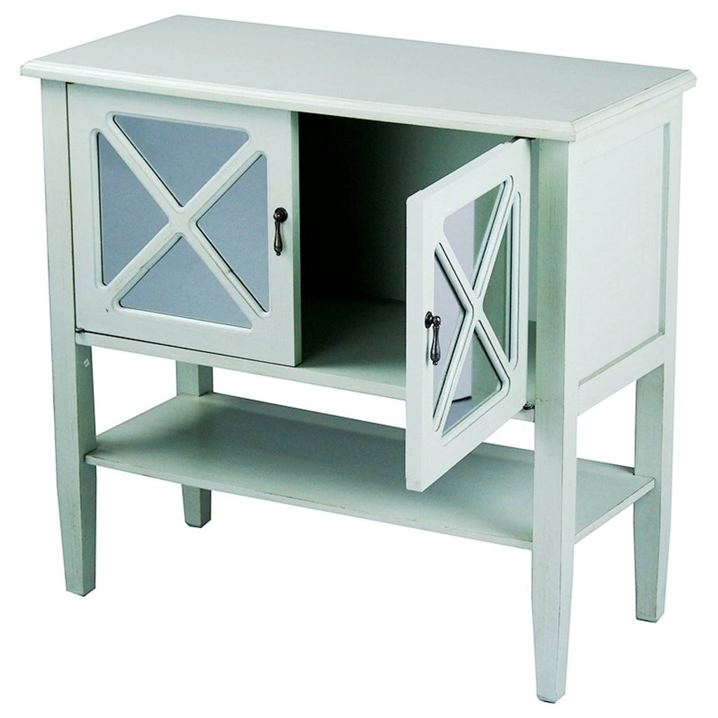 Light Sage Wood Console Cabinet with 2 Doors and Shelf I4907