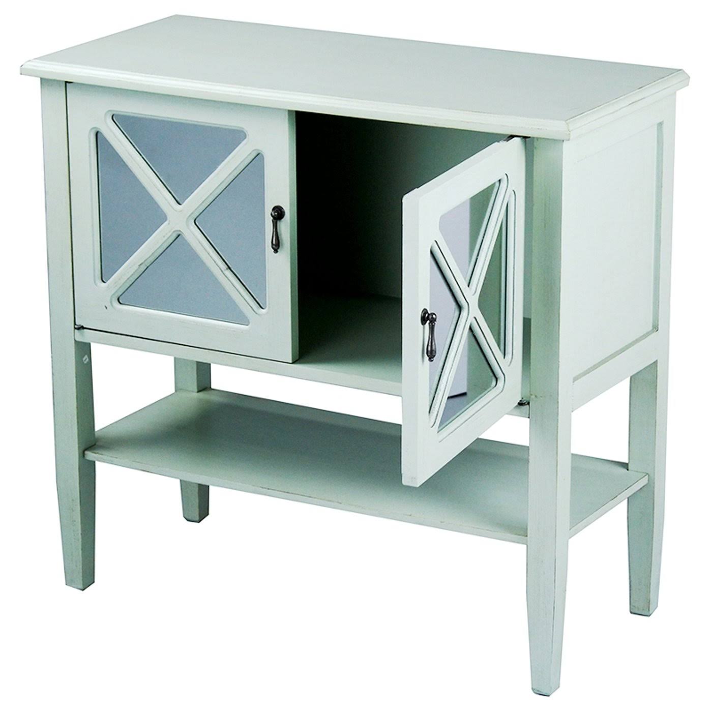 Light Sage Wood Console Cabinet with 2 Doors and Shelf I4907