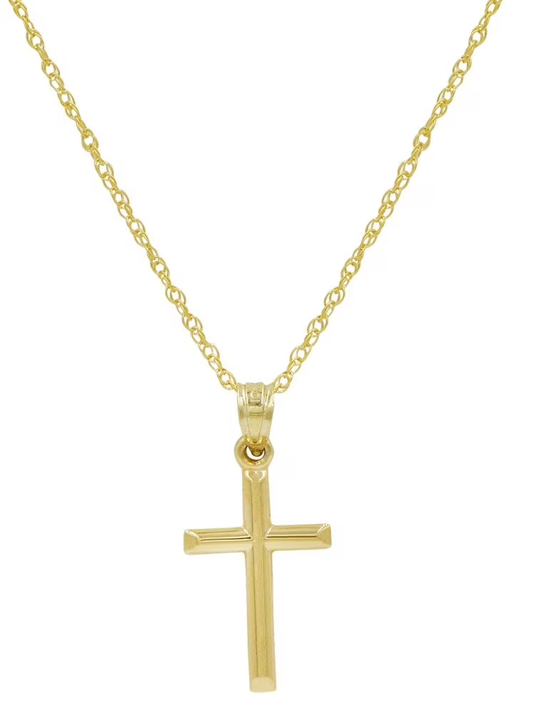 10K Yellow Gold Cross Pendant Necklace 18 in. chain X828602