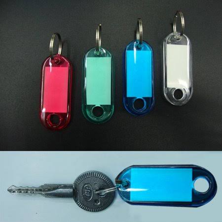 100 Pcs Colorful Clear Plastic Key Tags with Key Chain Tag Card Split Ring V9413