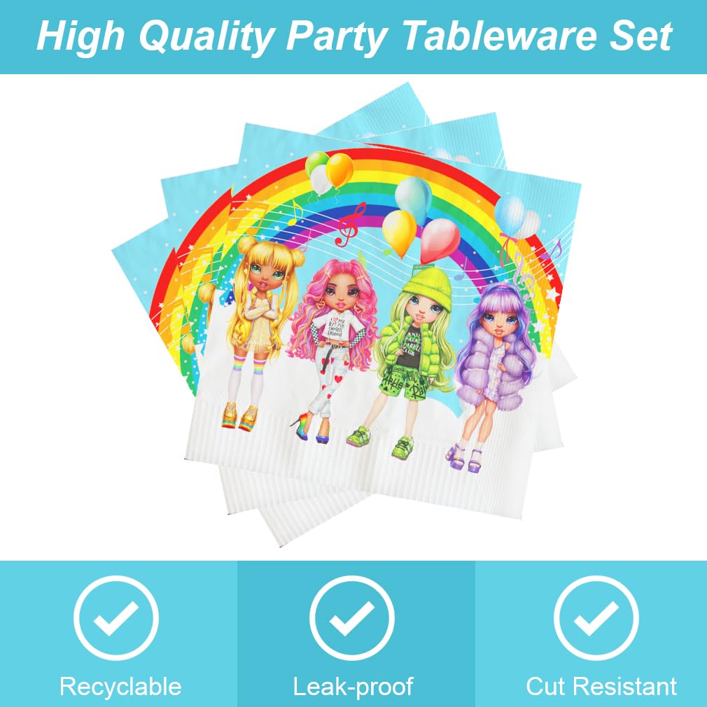 40pck Rainbow High Dolls Party Supplies with 20 Plates and 20 Napkins J25114