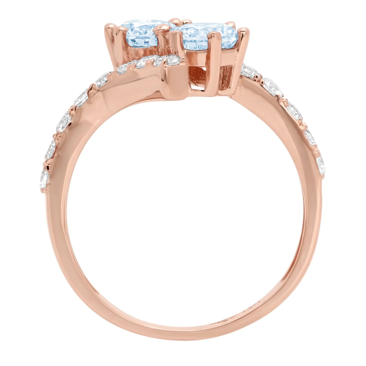 1.98ct Round Cut Blue Simulated Diamond 18k Rose Gold Ring Size 3.75 F131