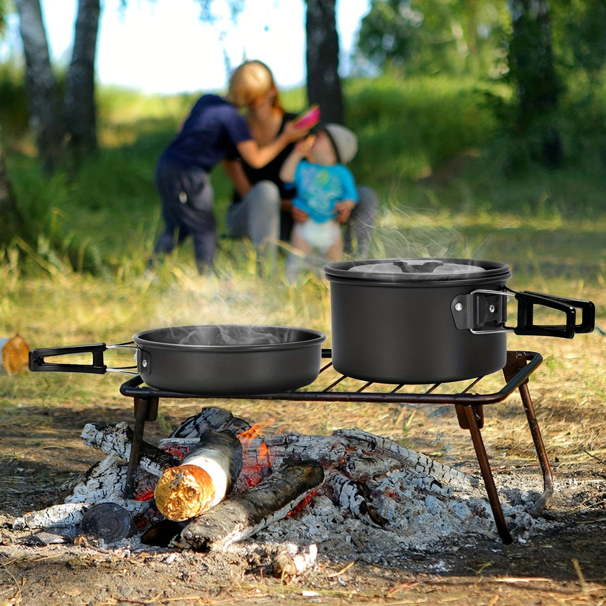 15pc Non-Stick Stainless Steel Camping Cookset U42277