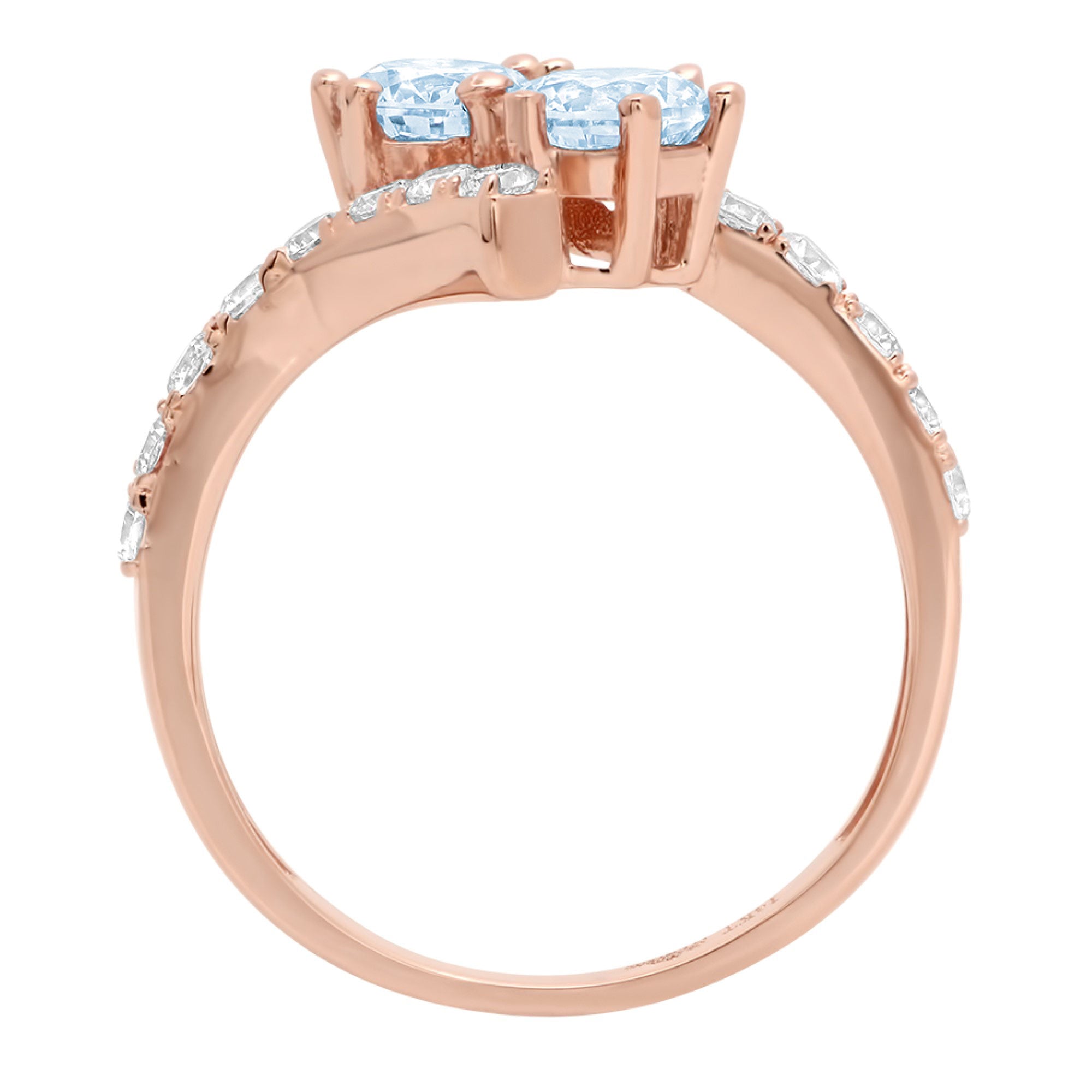 1.98ct Round Cut Blue Simulated Diamond 18k Rose Gold Ring Size 3.75 F131