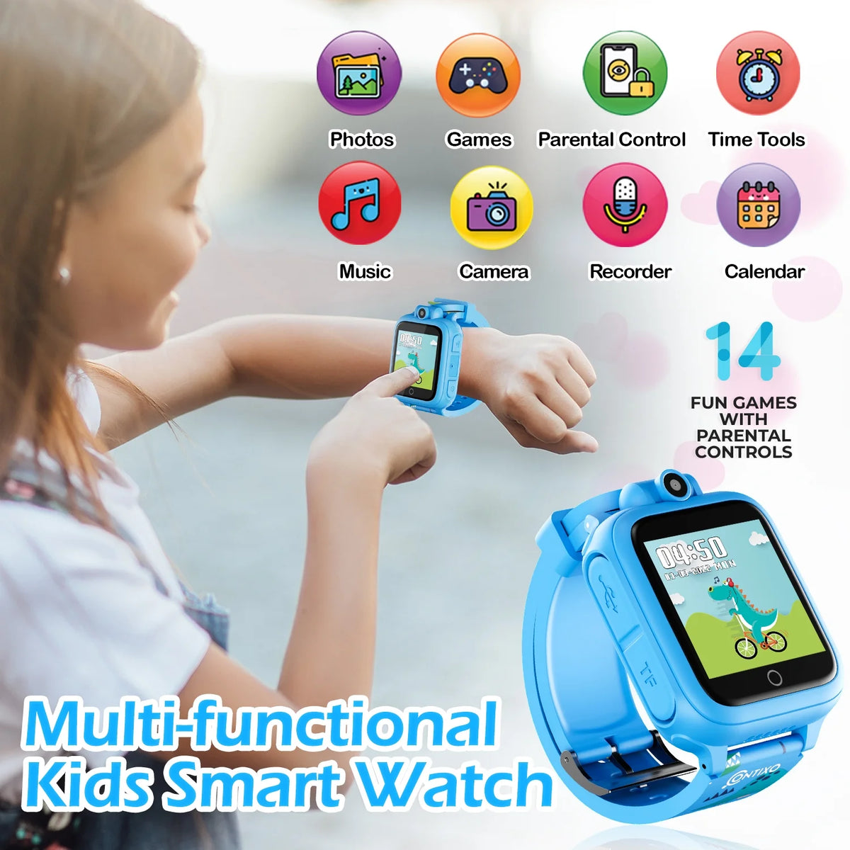 10" Android Kids Tablet and Smart Watch Bundle 64GB, Blue T4496
