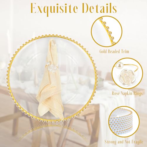 100 Pcs Gold Clear Plastic Charger Plates O4412