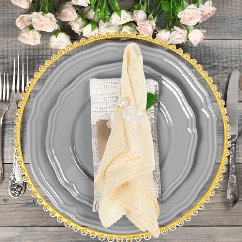 100 Pcs Gold Clear Plastic Charger Plates O4412