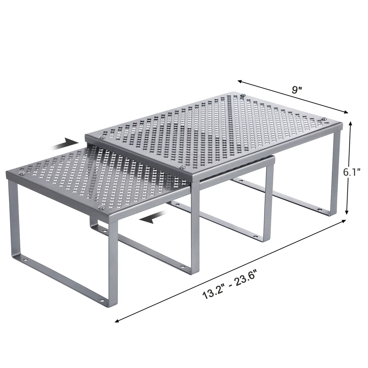 Silver Set of 2 Cabinet Shelf Organizer H54527