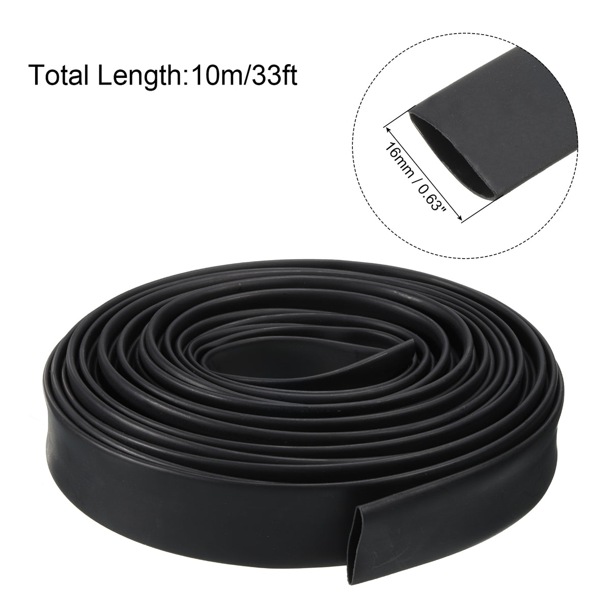 18mm Dia 33ft 4:1 Dual Wall Adhesive Lined Black Heat Shrink Tubing Q239