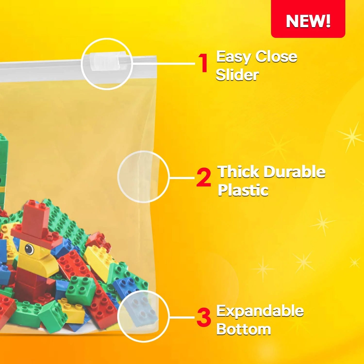 10 COUNT 5 Gallon 3 Mil Plastic Bag with Slider Top W1527