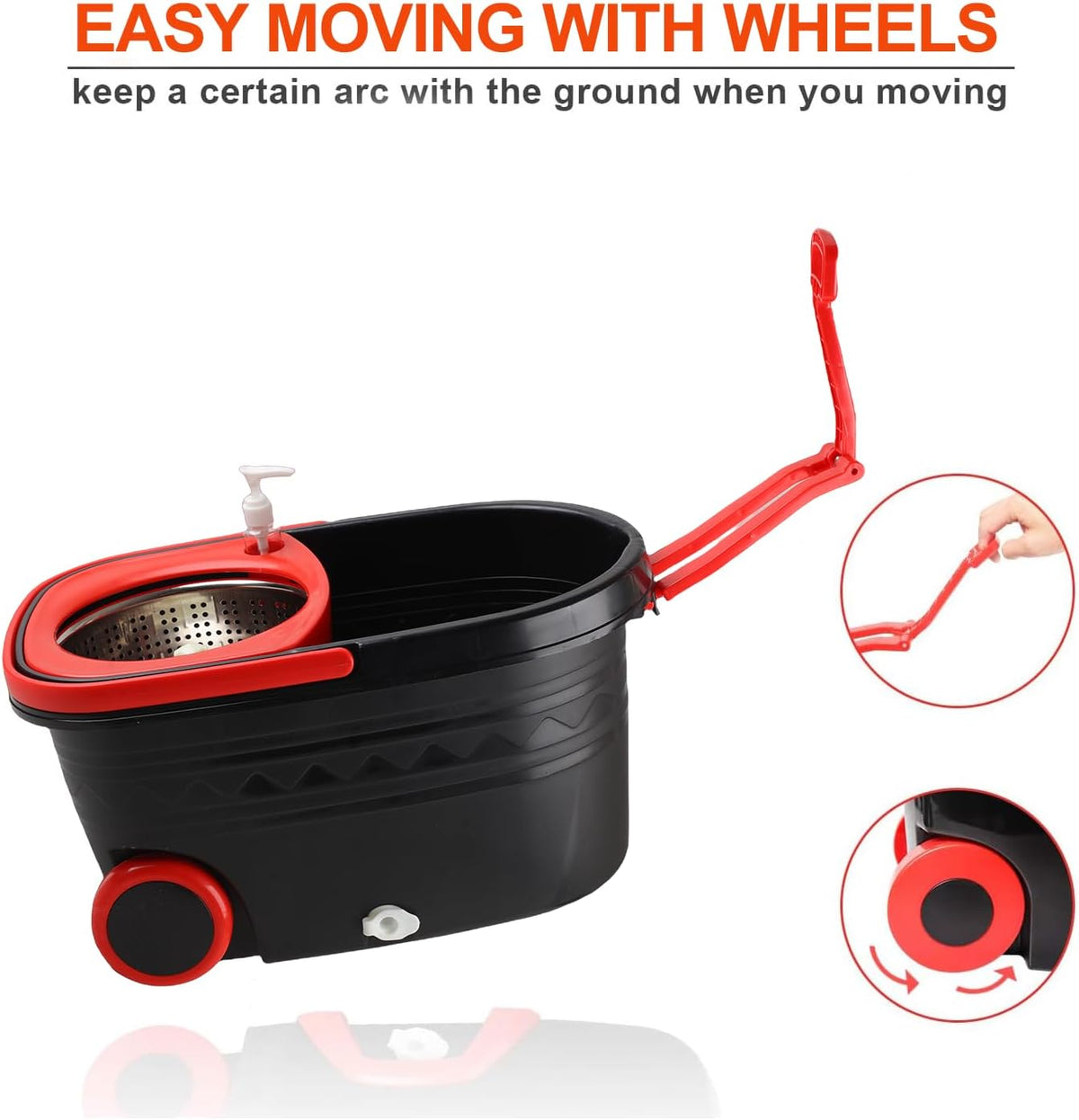 Spin Mop and Bucket with Wringer Set, 360° Rotating Mop Bucket System with 3 Microfiber Mop, Stainless Steel Floor Cleaning System B233