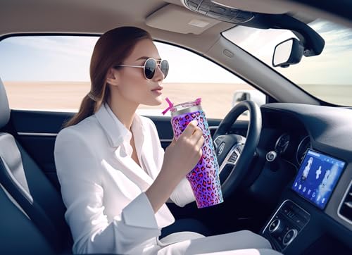40 oz Insulated Stainless Steel Tumbler with Handle and Straw Q29846