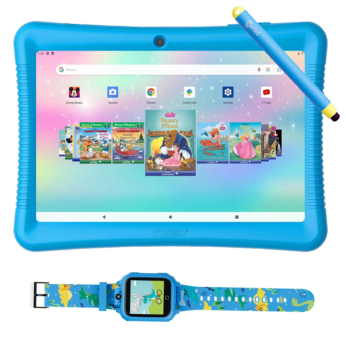 10" Android Kids Tablet and Smart Watch Bundle 64GB, Blue T4496