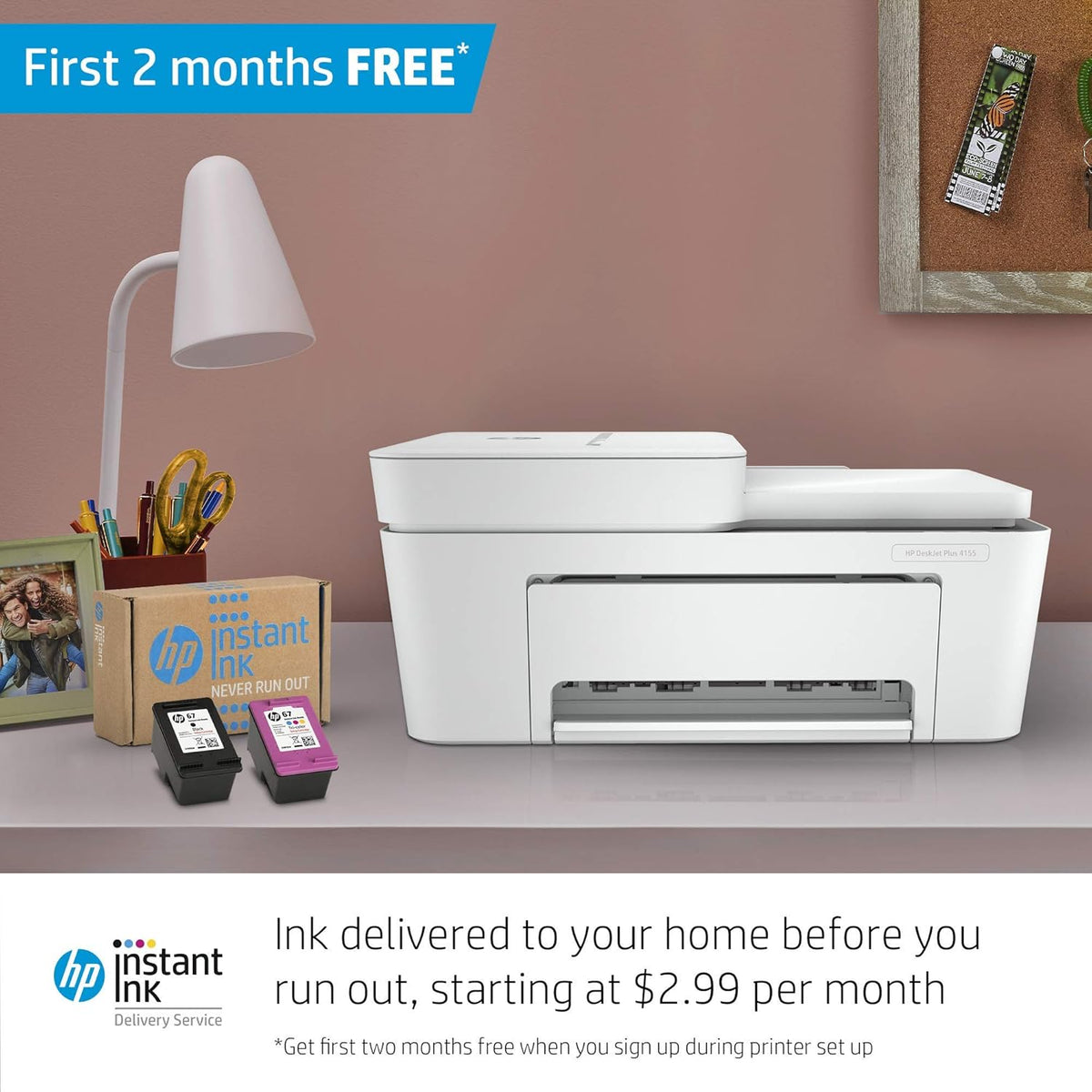 (Renewed) HP DeskJet Plus 4155 Wireless All-in-One Printer Pack of 2 P8380
