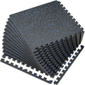 0.56'' Thick 24 Pcs 96 Sq Ft Rubber Top Exercise Equipment Mats, Black H87537