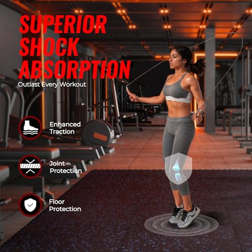 0.56'' Thick 24 Pcs 96 Sq Ft Rubber Top Exercise Equipment Mats, Black H87537