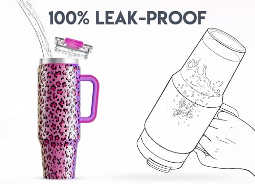 40 oz Insulated Stainless Steel Tumbler with Handle and Straw Q29846