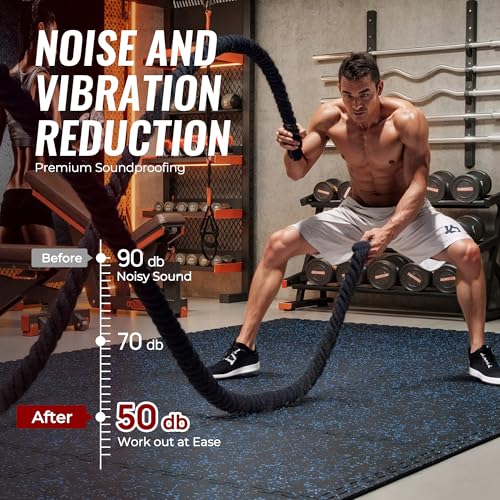 0.56'' Thick 24 Pcs 96 Sq Ft Rubber Top Exercise Equipment Mats, Black H87537