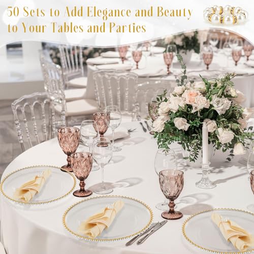 100 Pcs Gold Clear Plastic Charger Plates O4412