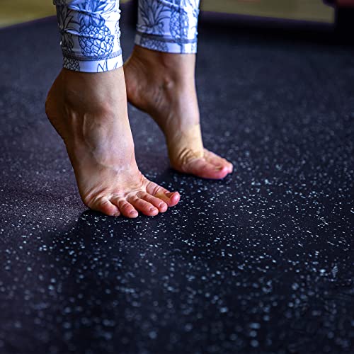 0.56'' Thick 24 Pcs 96 Sq Ft Rubber Top Exercise Equipment Mats, Black H87537