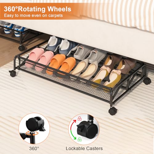 Under Bed Shoe Storage Organizer with Wheels F3291