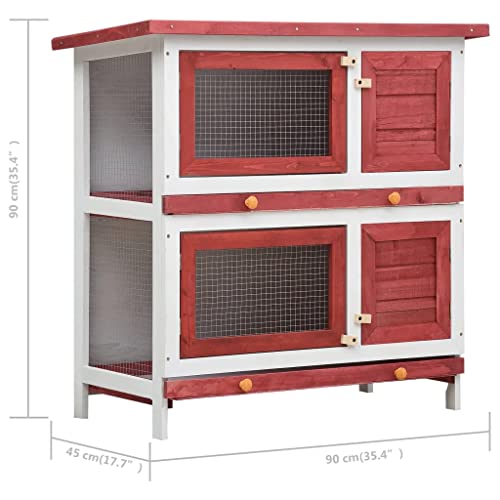 Gray Wood Pet Rabbit Hutch with Mesh Door and Green Roof C3621