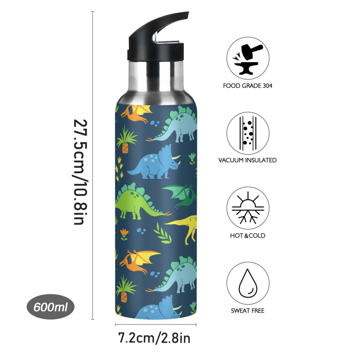 Stainless Steel Insulated Water Bottle with Straw Lid T433