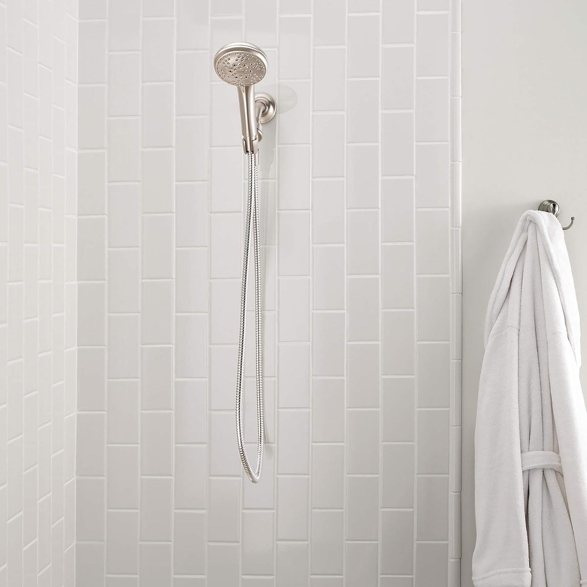 Brushed Nickel Hand Held Shower Head with 60 Inch Metal Hose J12276