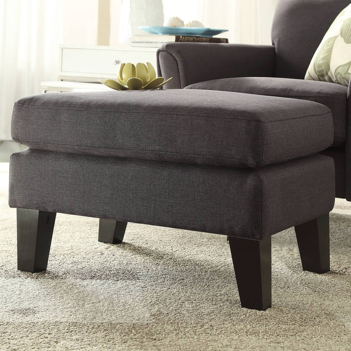 Dark Grey Linen Ottoman L646644