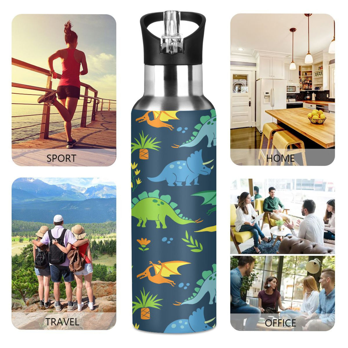 Stainless Steel Insulated Water Bottle with Straw Lid T433