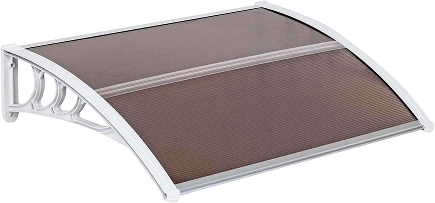 100 x 80 White and Grey Door and Window Awning Canopy Pack of 2 Z34346