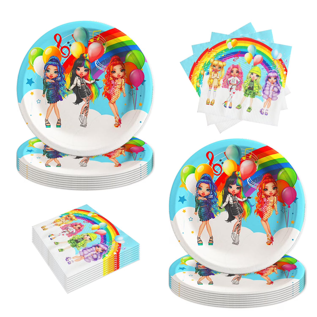 40pck Rainbow High Dolls Party Supplies with 20 Plates and 20 Napkins J25114