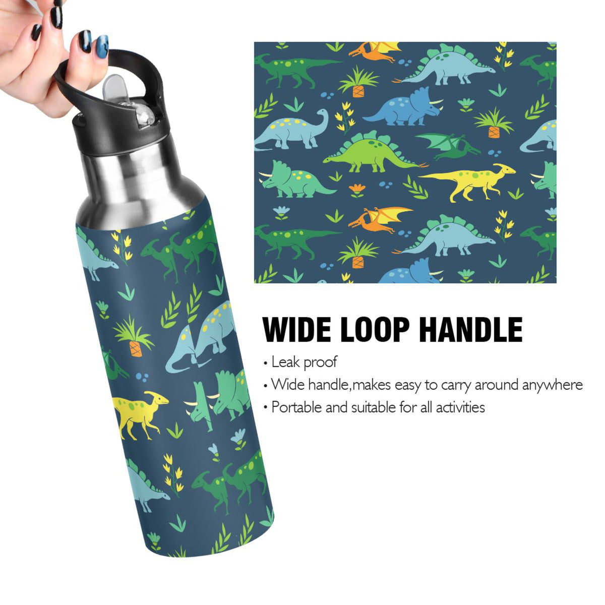 Stainless Steel Insulated Water Bottle with Straw Lid T433
